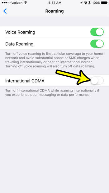 how to turn off international cdma on an iphone 7