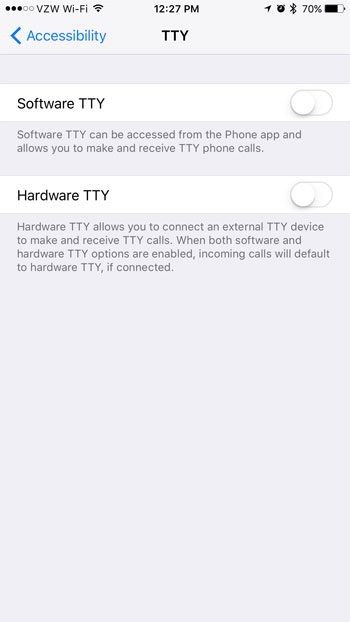 how to turn off tty on iphone 7
