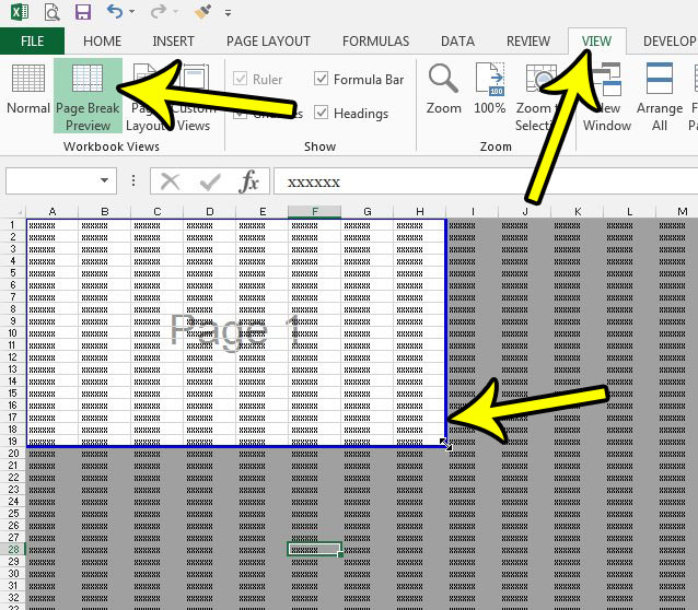 how to adjust a print area in excel 2013