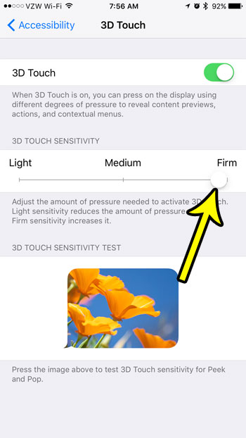 how to change 3d touch sensitivity on iphone 7