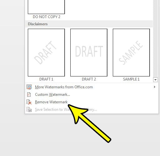 how to delete a watermark in word 2013