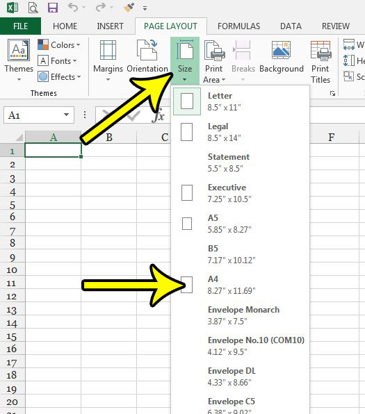 how to switch to a4 paper in excel 2013