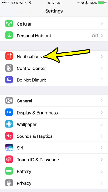 open the iphone notifications menu