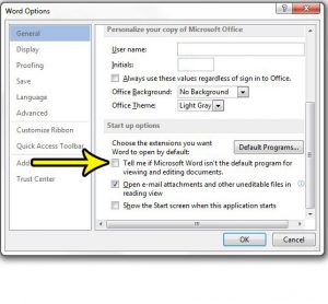 how to turn off the word 2013 default program nag