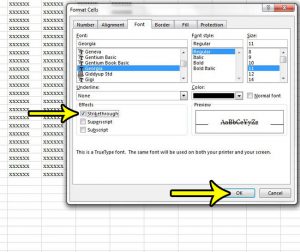 how to strikethrough in excel 2013