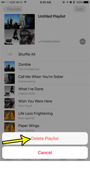 how to delete playlist on iphone