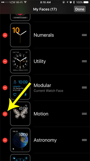 delete watch faces from apple watch