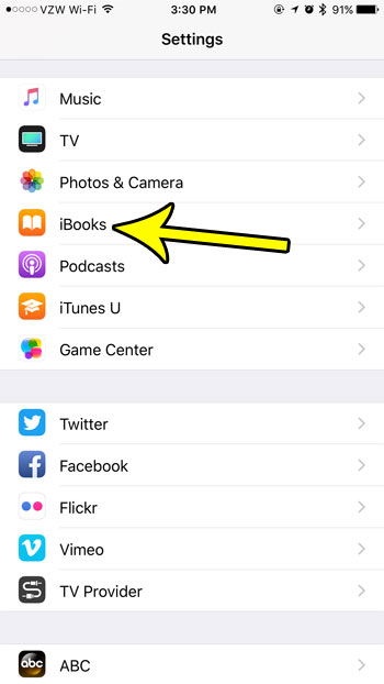 iphone ibooks menu
