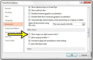 how to disable the right click menu in powerpoint 2013
