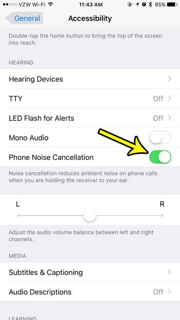 how to enable phone noise cancellation on iphone 7