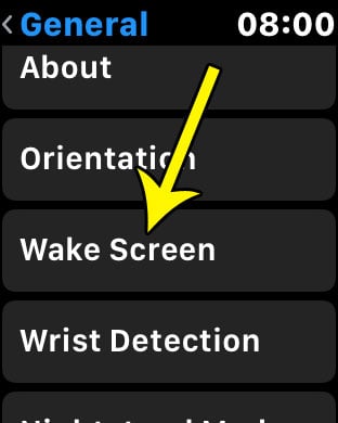 select the wake screen option