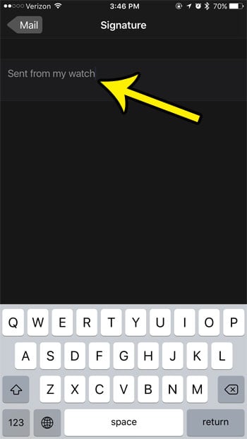 how to edit the email signature on an apple watch
