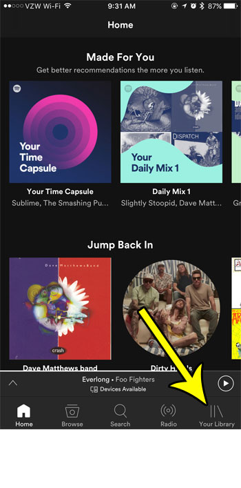 open your spotify library