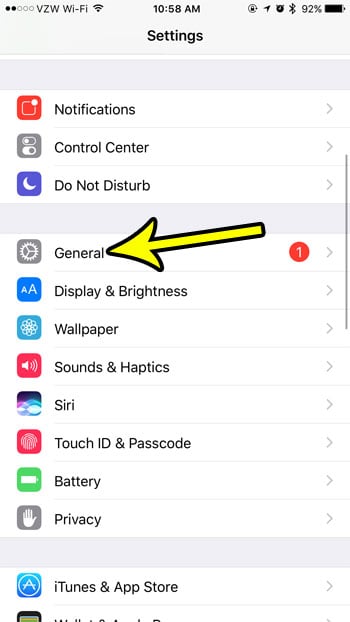 iphone general menu