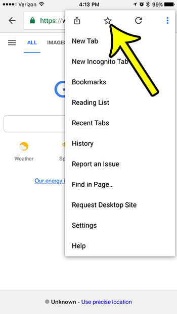 how bookmark page chrome iphone