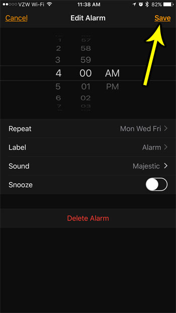 how to change the alarm schedule on an iphone
