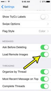 how to load remote images in email on an iphone se