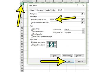 how to print the top row on every page in excel 2016