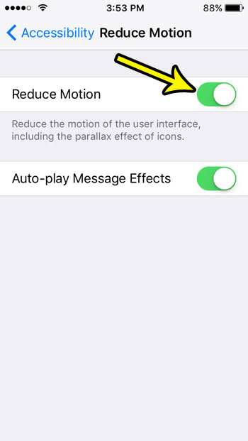 how to enable reduce motion on the iphone se