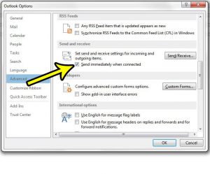 how to send messages immediately when connected outlook 2013