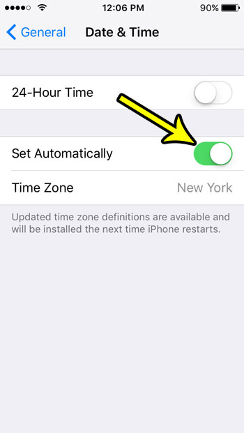how to set time and date automatically on iphone se