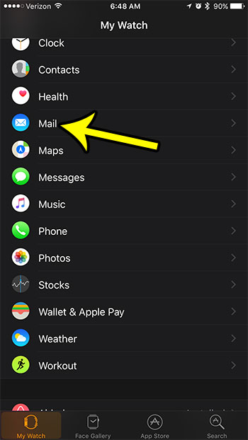 apple watch mail settings