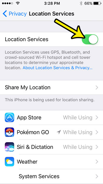 how to turn off iphone se location services