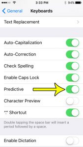 iphone se how to enable or disable predictive text
