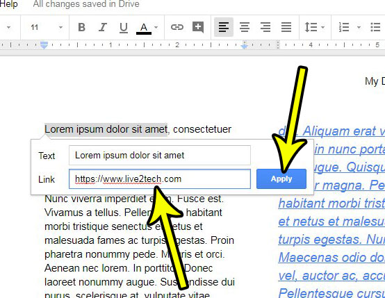 how to insert a link in google docs