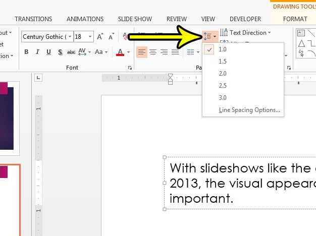 how to change text box line spacing in powerpoint 2013