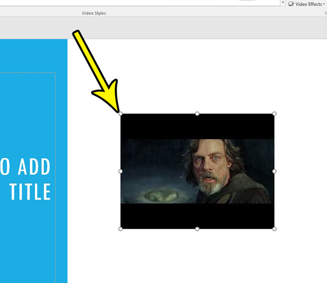 resize and place youtube video in slide