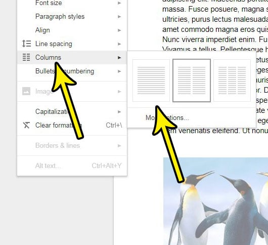 how to delete columns in google docs