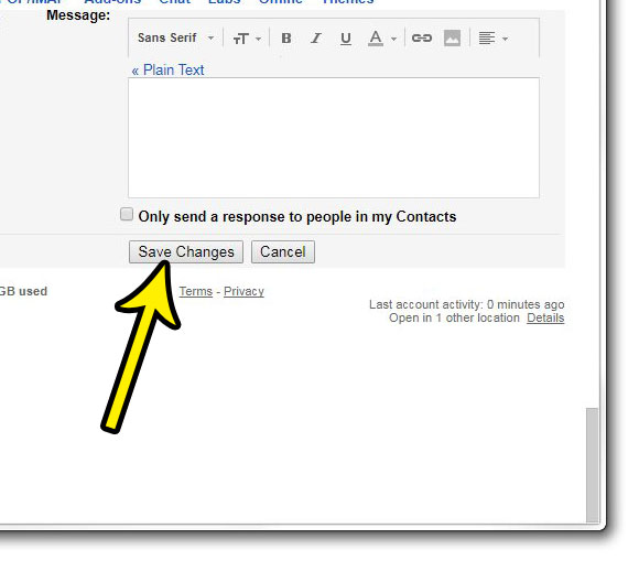 save changes to settings in gmail