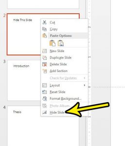 how to hide a slide in powerpoint 2013