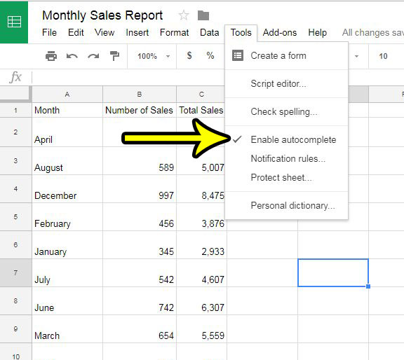 how to disable autocomplete in google sheets
