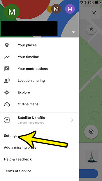 iphone google maps settings