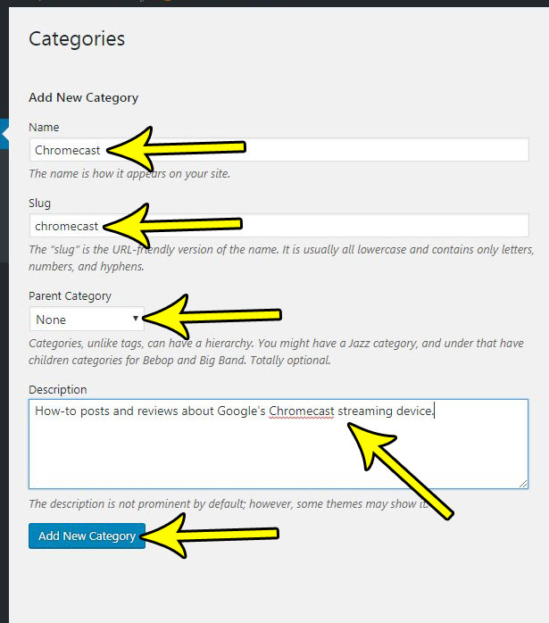 how to create a new post category in wordpress