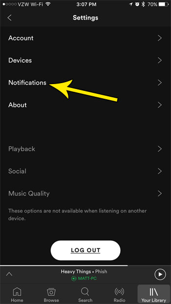 change iphone spotify notifications