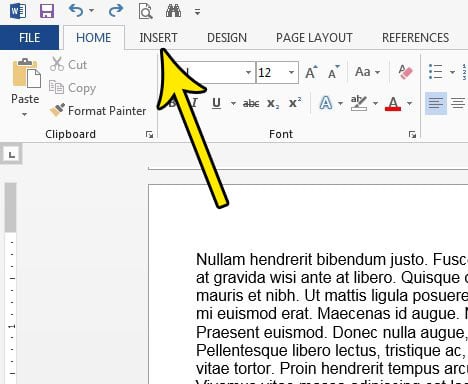 word 2013 insert tab