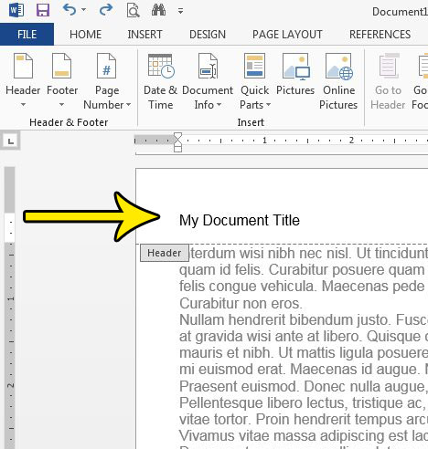 how to make title appear on every page in word
