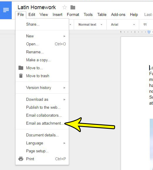 how to attach google docs file as an attachment