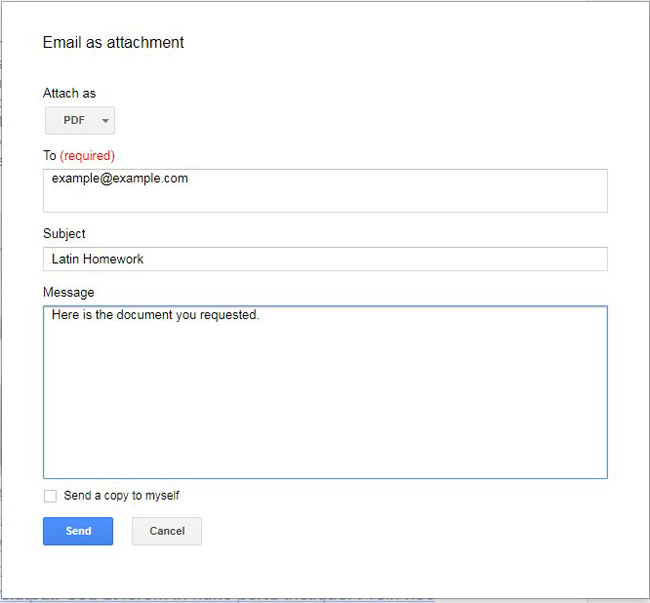 how to send google docs file as an attachment