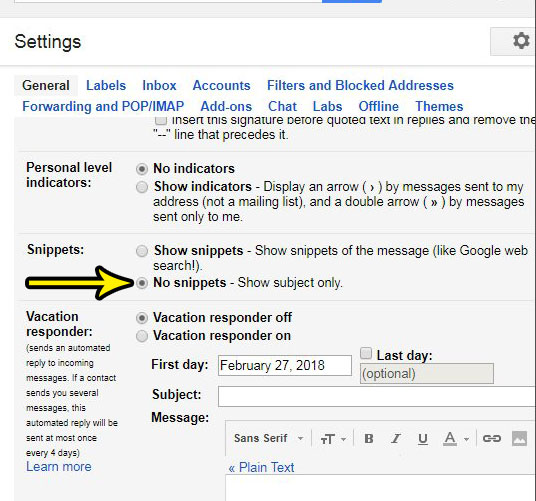 how to stop showing email previews in gmail
