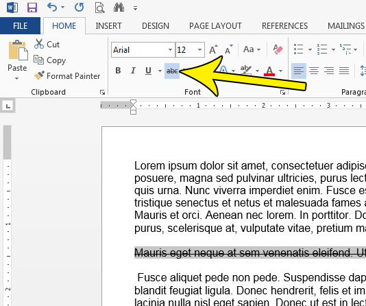 how to clear strikethrough in word 2013