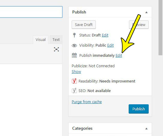 change the publishing time for a wordpress post