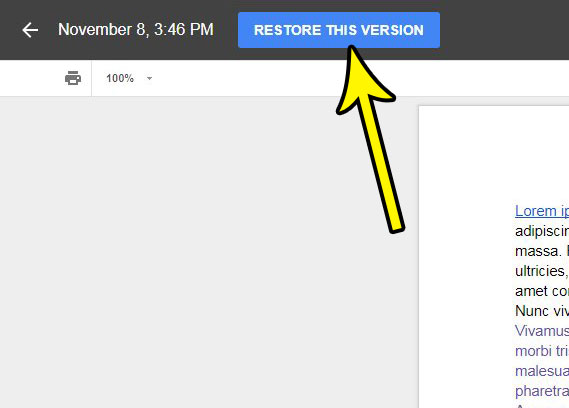 how to restore an old version in google docs