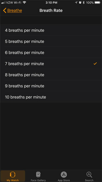how change breathe rate apple watch