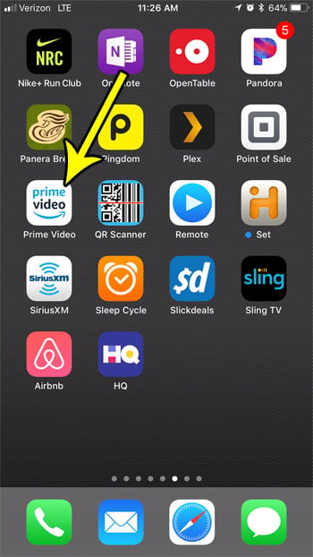 open the iphone prime video app