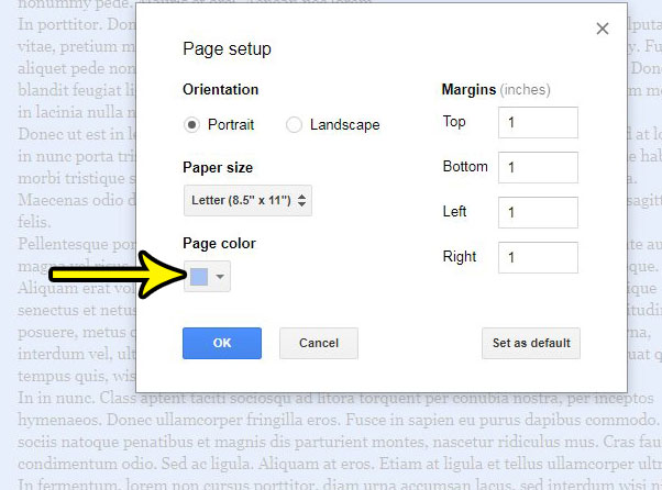 switch the color of the google docs page