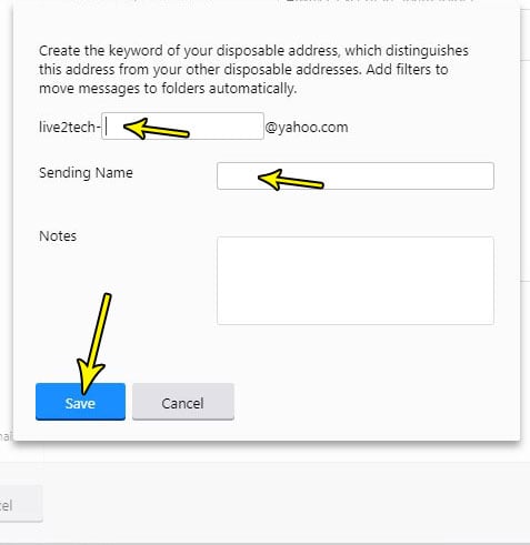 how create disposable email account in yahoo mail